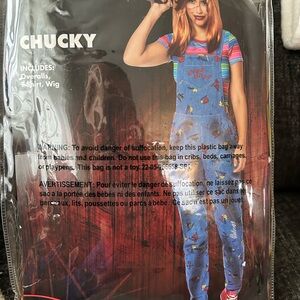 Chucky Costume with Overalls and Wig